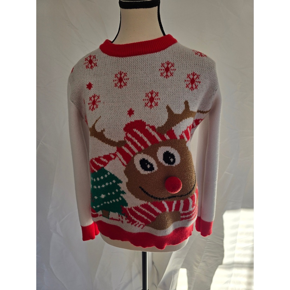 Abellria Women's Ugly Christmas Sweater Reindeer Tree‎ Red Snowflake Size L